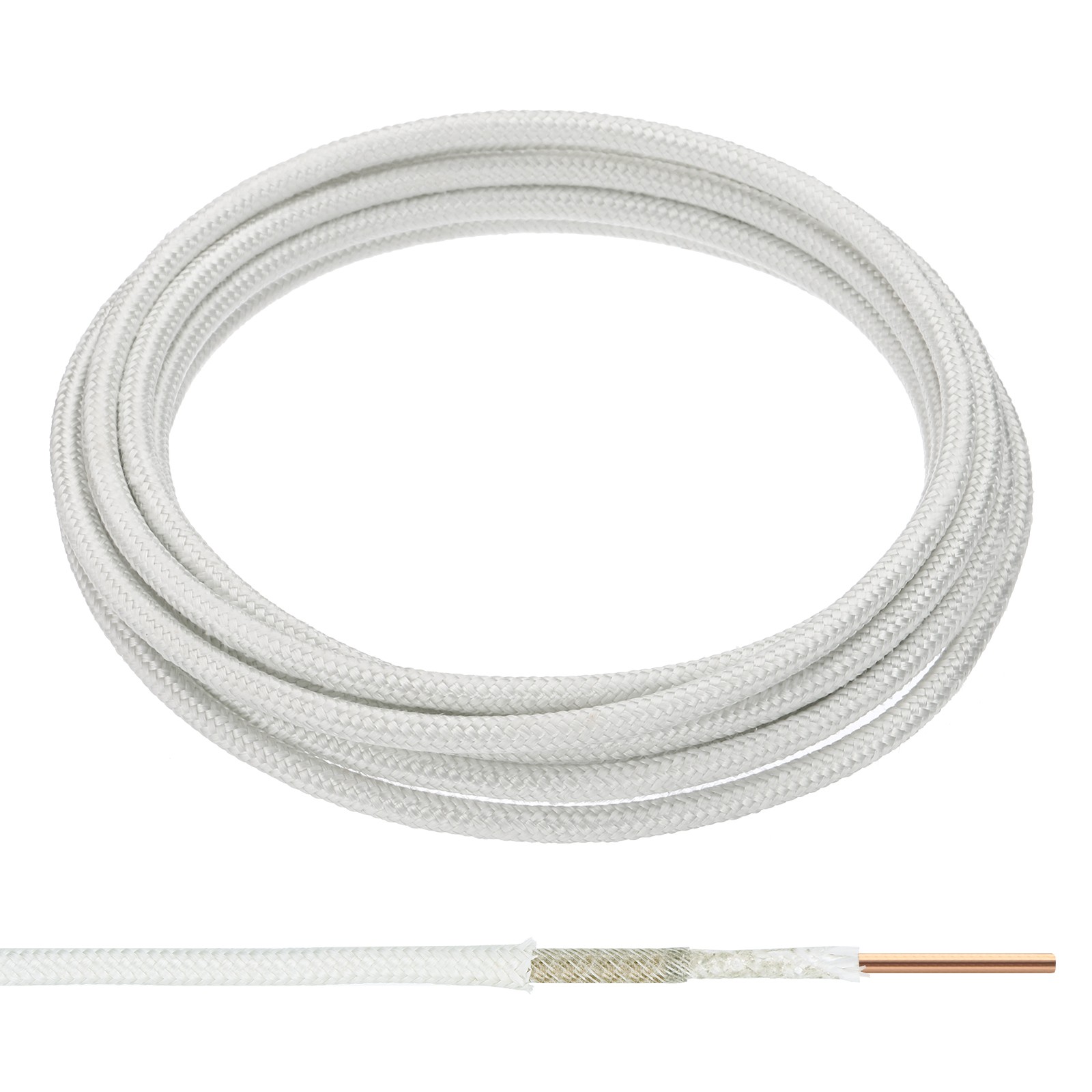 9.8Ft 11AWG Mica Glass Fiber Solid Electric Wire, White