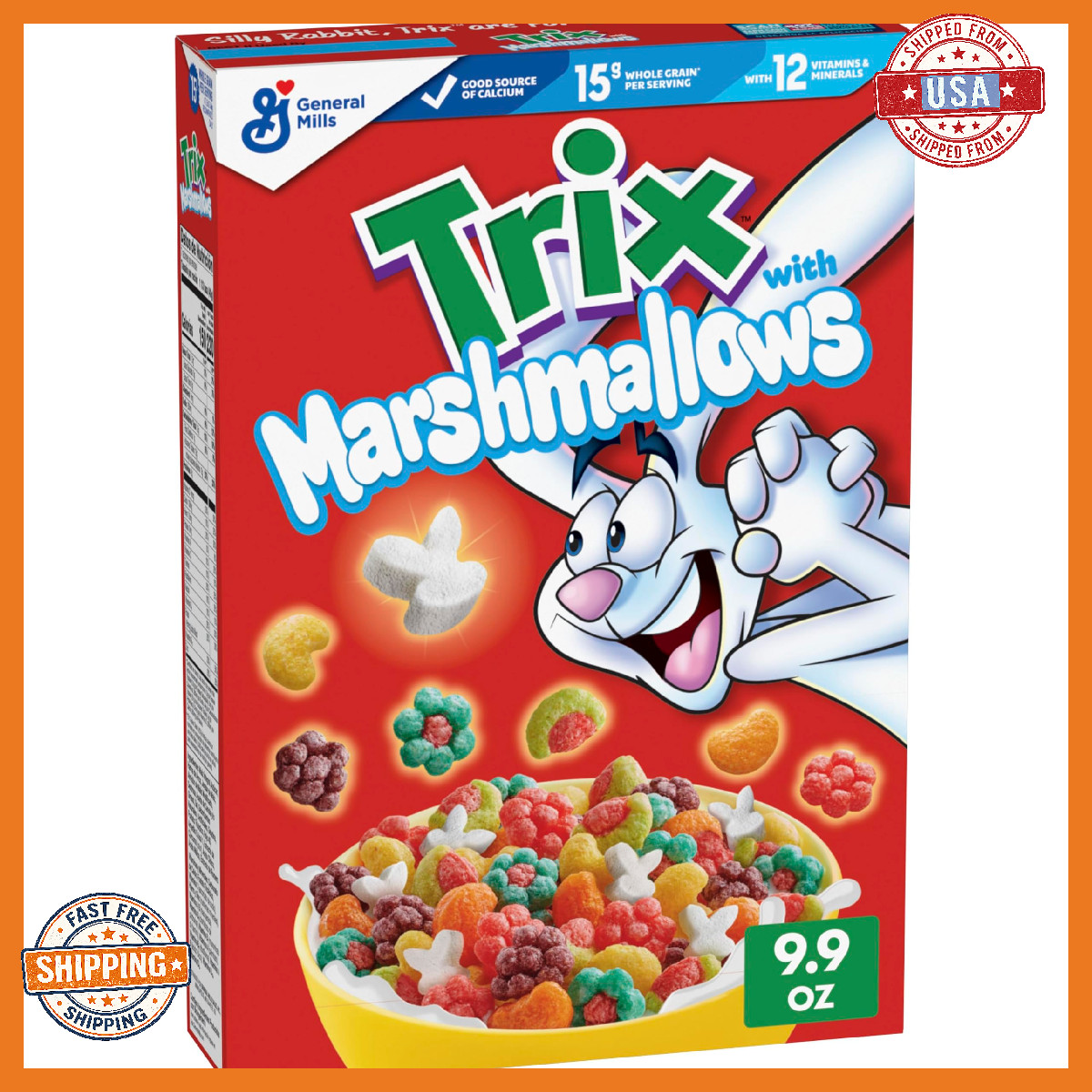 Trix Fruity Cereal w/ Silly Rabbit Marshmallows, Whole Grain, 9.9 oz