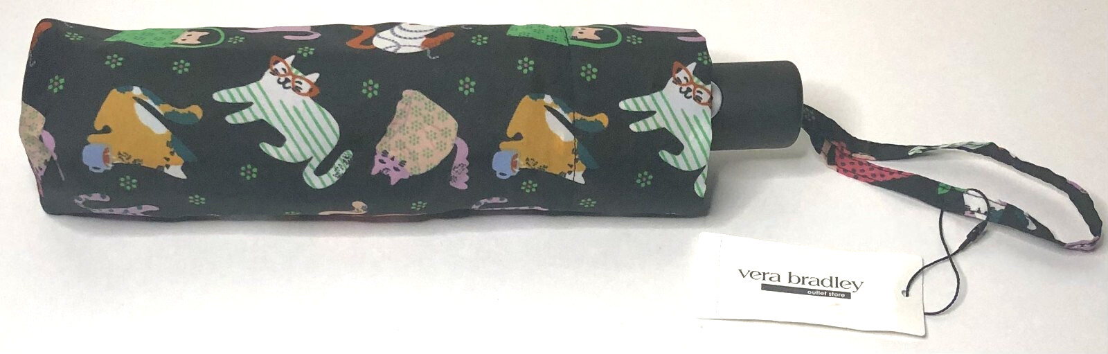 Vera Bradley Essential Umbrella Herding Cat Multi-Colored Black