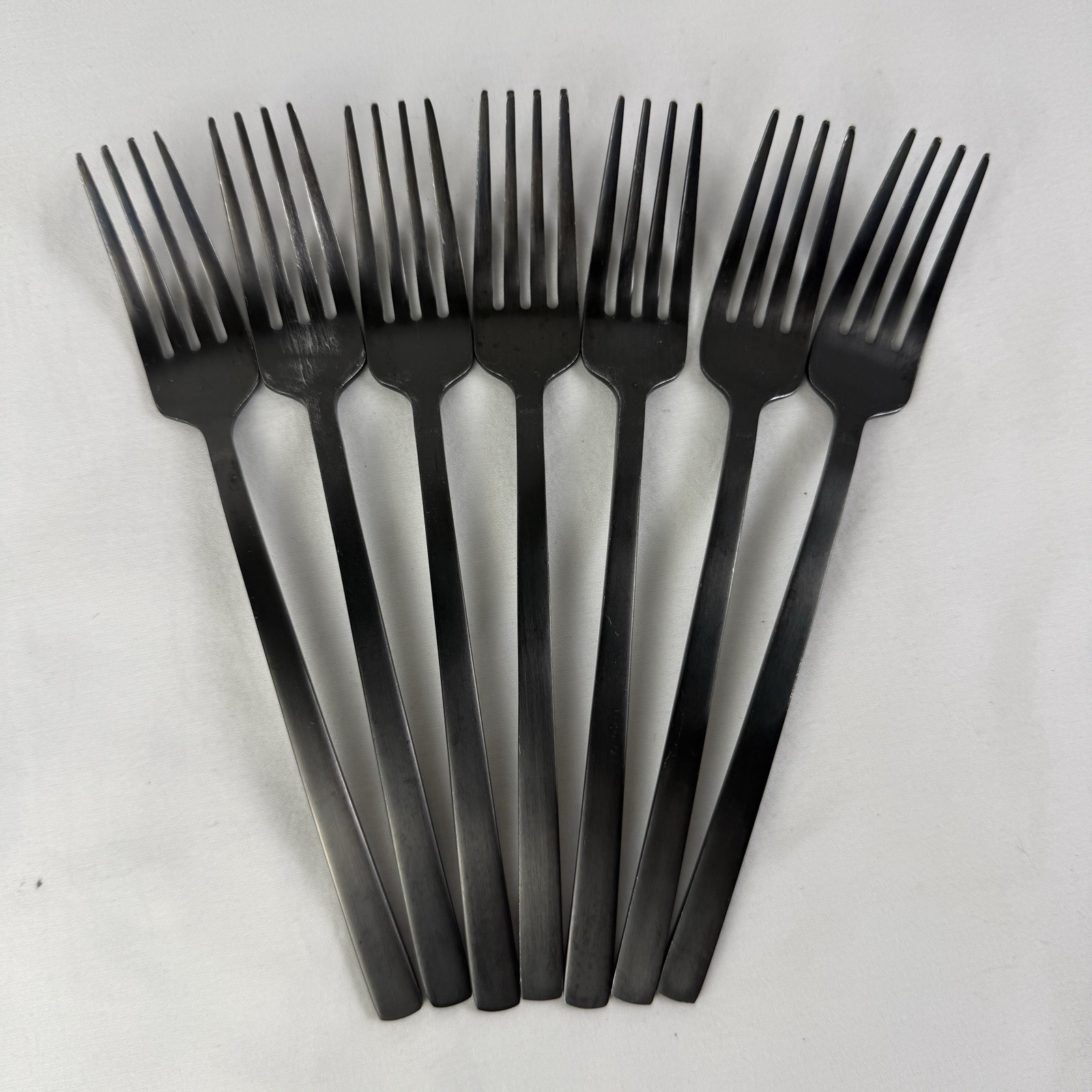 35 Piece Cambridge Cecil Black Satin Flatware Silverware Service For 7 Titanium