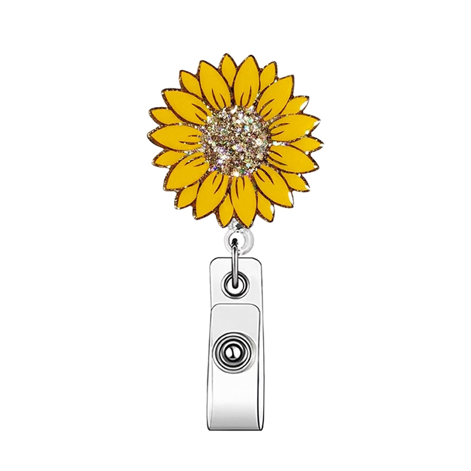 Yellow Sunflower Badge Reel Cute Reels Retractable Spring Summer