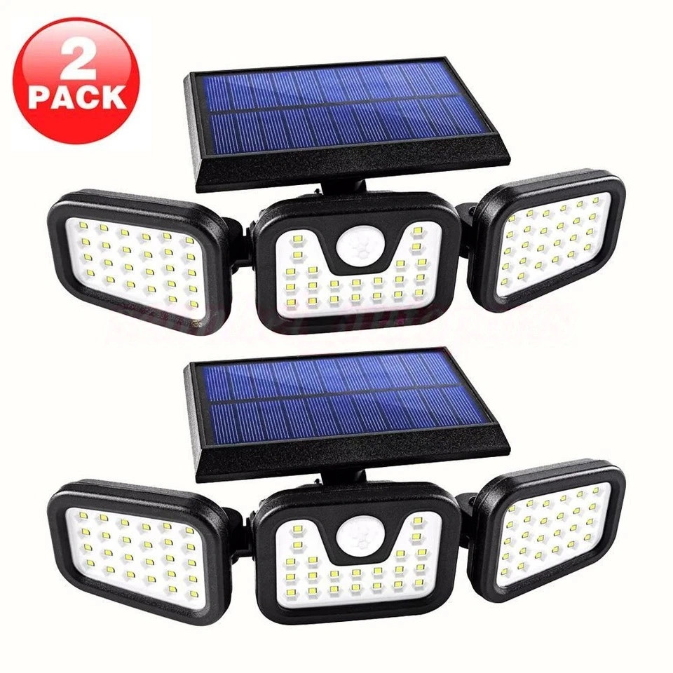 2 Pack LED Motion Sensor Solar Lights Outdoor IP65 Waterproof Security Lamp