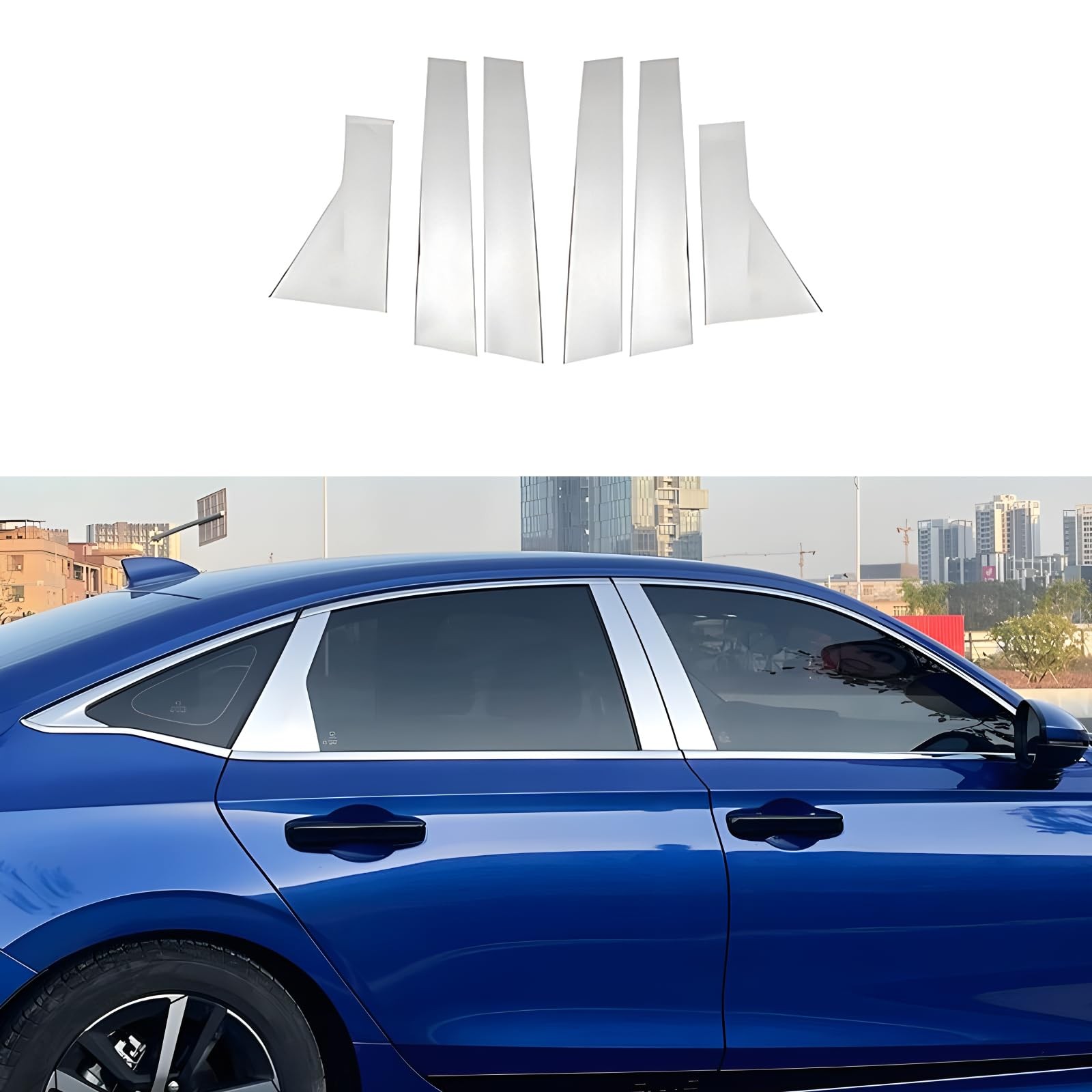 Stainless Steel Window Pillar Post Trims for Honda Civic 2022-2025 Sedan