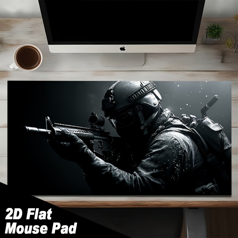 Soldier in Shadow, Flat 2D Design, Computer Keyboard Pad, Anti-Fouling Mouse P