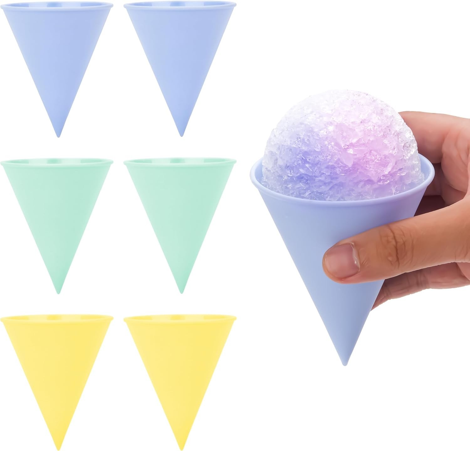Reusable Plastic Snow Cone Cups Sturdy Shaved Ice Cups Kids Compatible W/