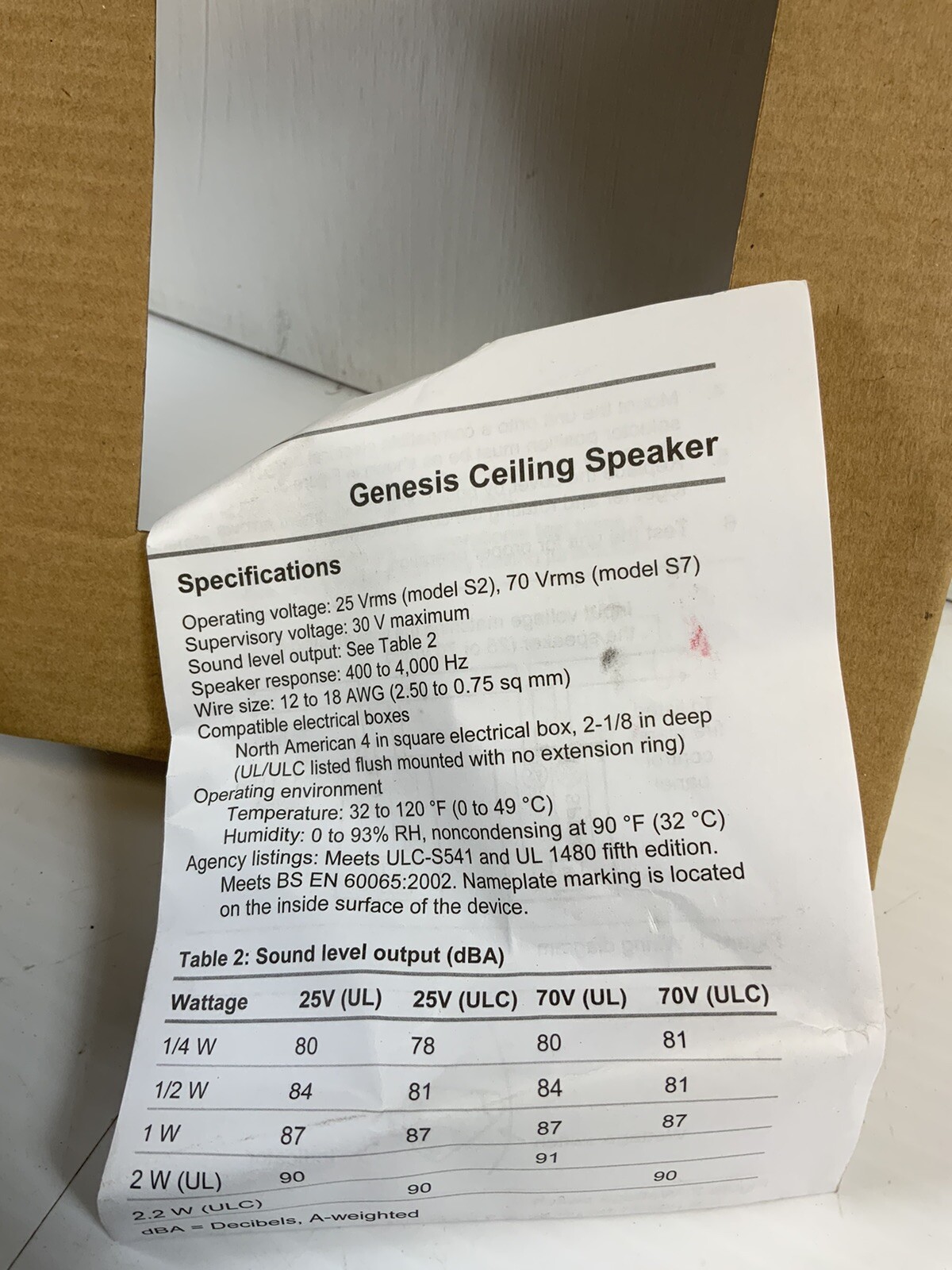 New EDWARDS GCF-S7 Speaker 70 Volt Fire Alarm