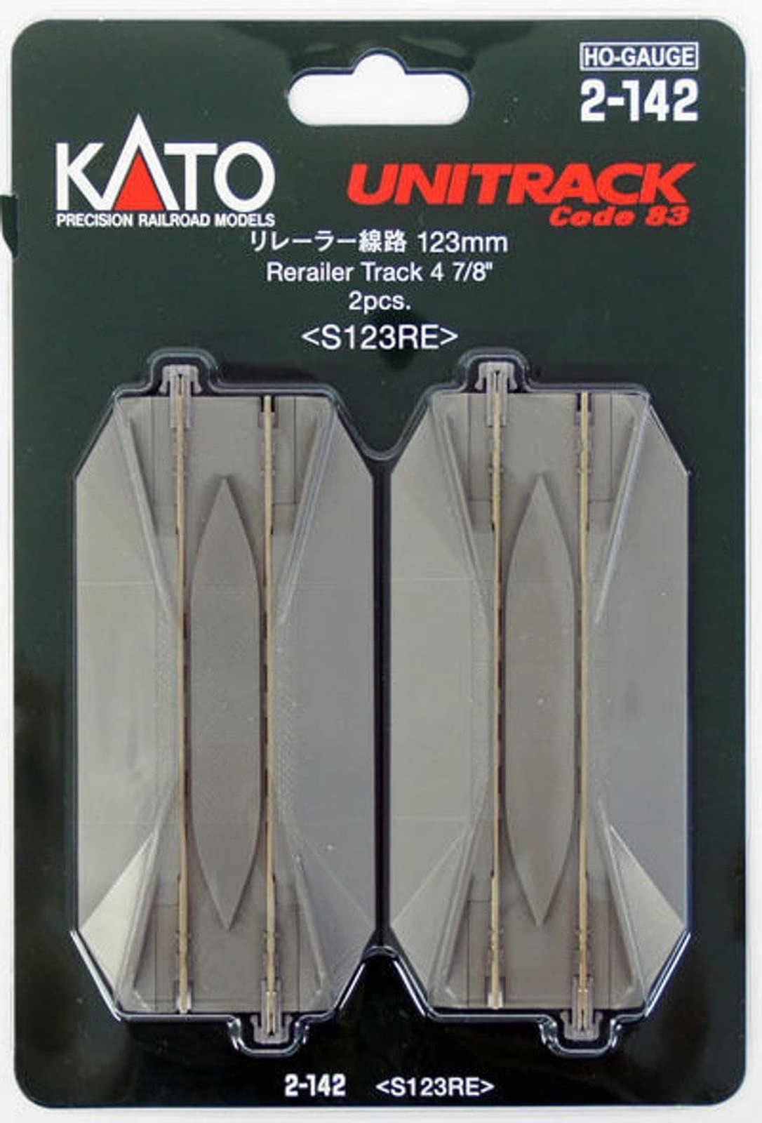 Unitrack Kato 2-142 HO 123mm 4 7/8in Road Crossing and Rerailer 2pcs