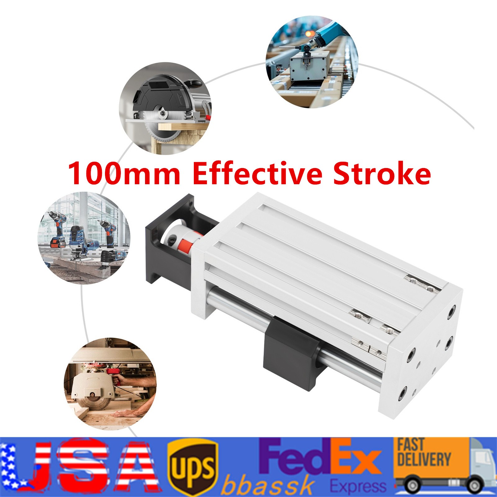 CNC Manual Sliding Table 100mm Stroke Ball Screw Rail Slide Linear Guide Stage