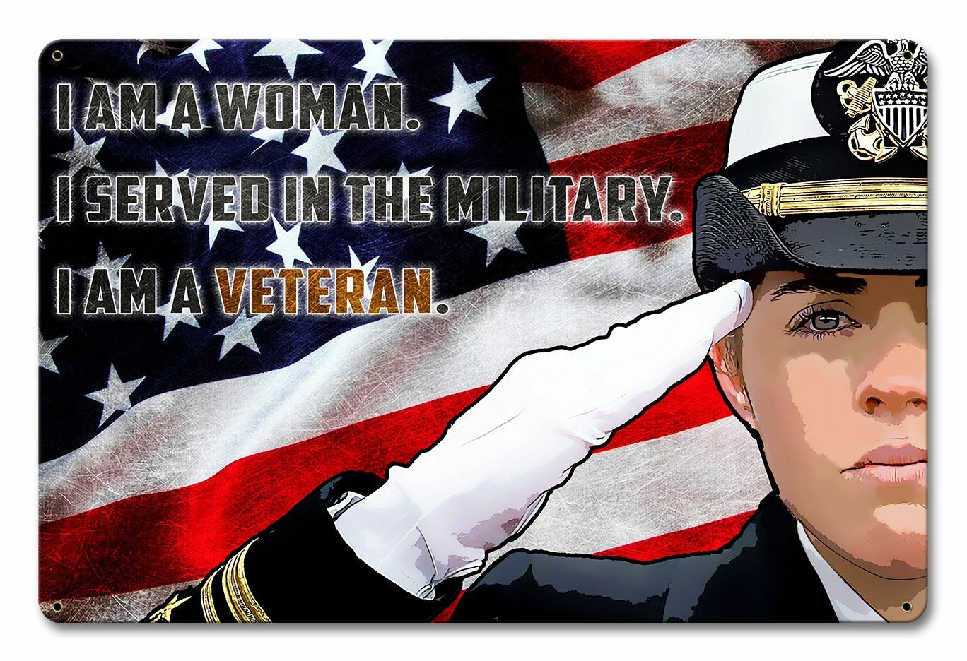 WOMAN US NAVY VETERAN MILITARY 18" HEAVY DUTY USA MADE METAL HOME DECOR SIGN