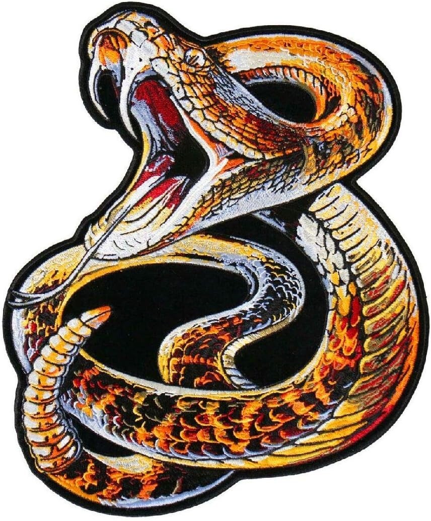Rattlesnake Native American Jacket Vest Back Patch - 11 X 9 inch Iron on Sew on