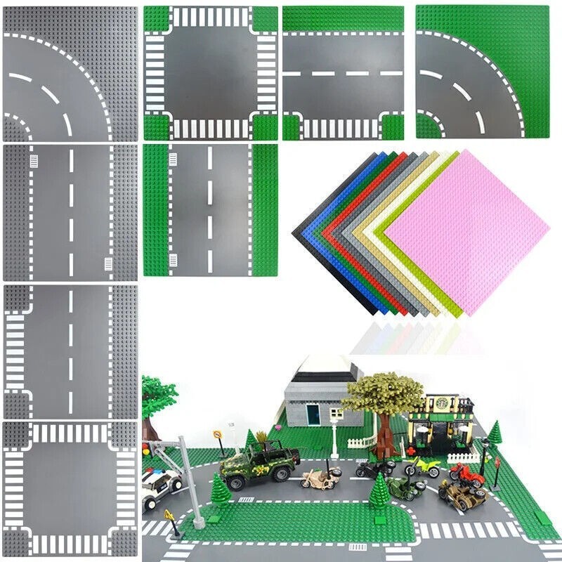 Classic Base Plates Dots Street Road Straight Curved Baseplates Building Block