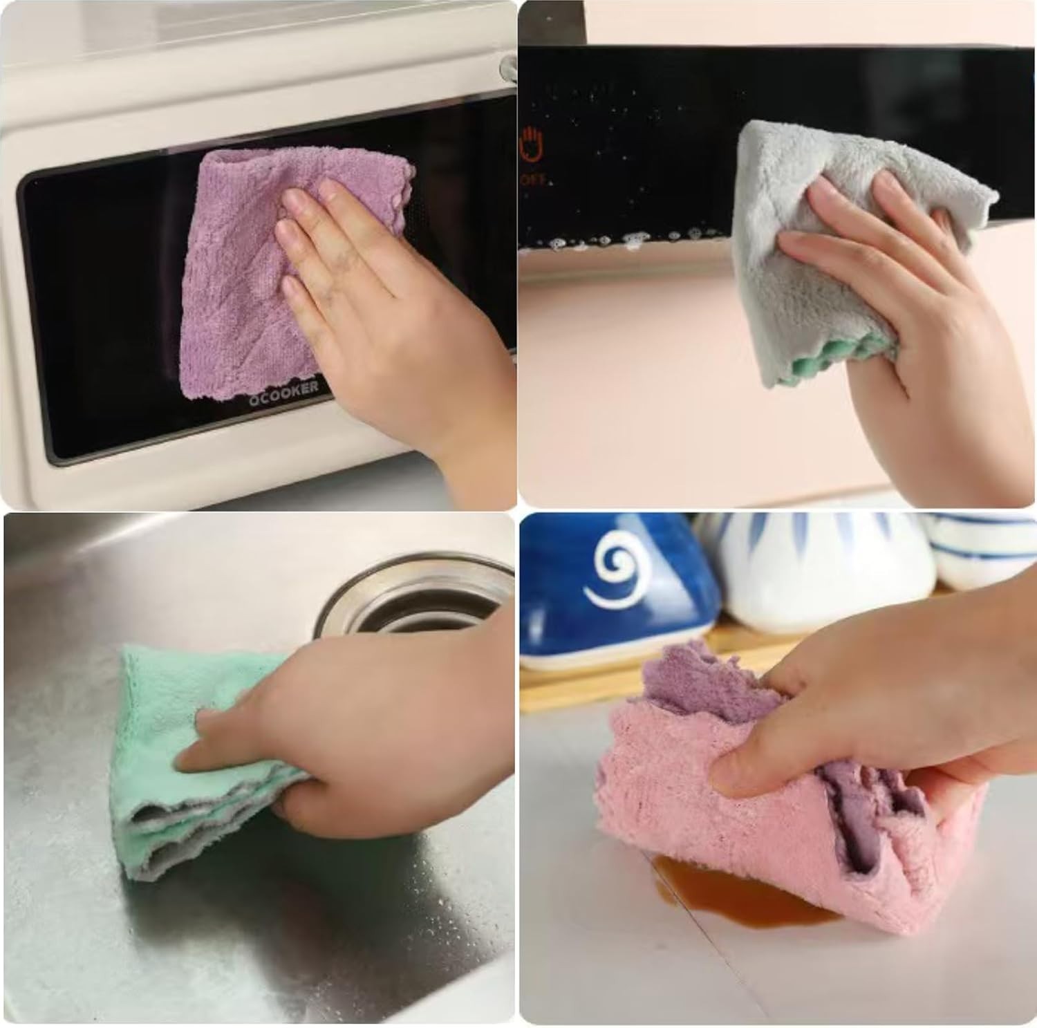 24 Pack Kitchen Dish Cloths Towels, Super Soft and Absorbent Multicolor...