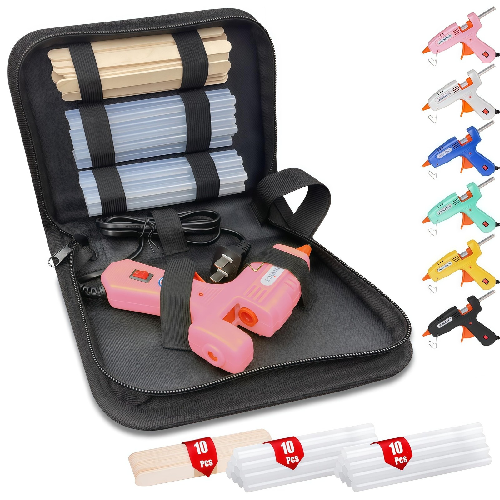 MONVICT Hot Glue Gun Kit, Mini Pink Glue Gun with Carrying Case,20 Pcs Premiu...