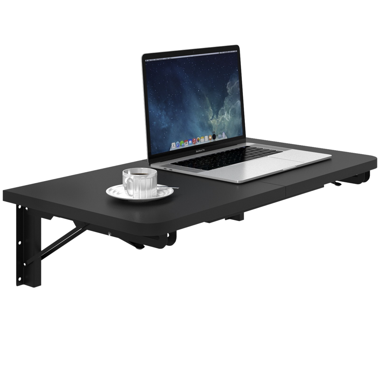 Wall Mounted Desk, Black Folding Desk for Small Spaces Floating Shelf Organizer.