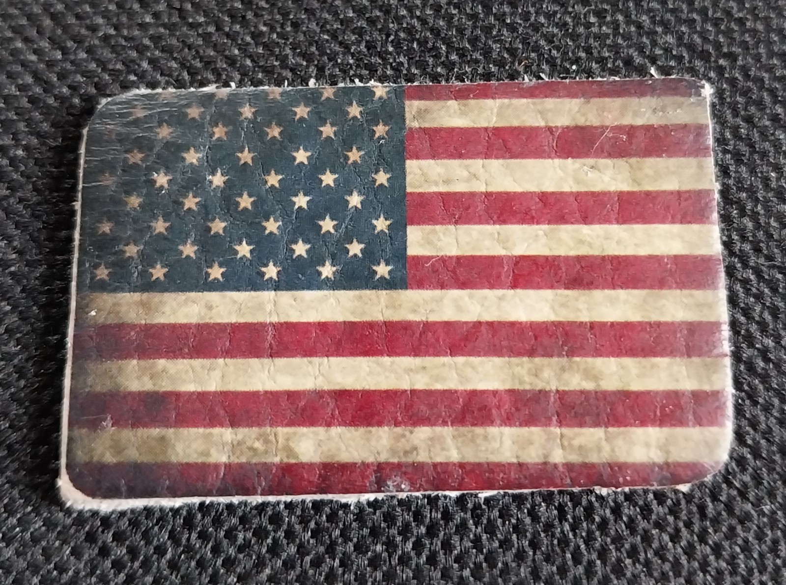 VINTAGE STYLE Mini ALL Leather AMERICAN FLAG MOTORCYCLE JACKET PATCH Sticky Back