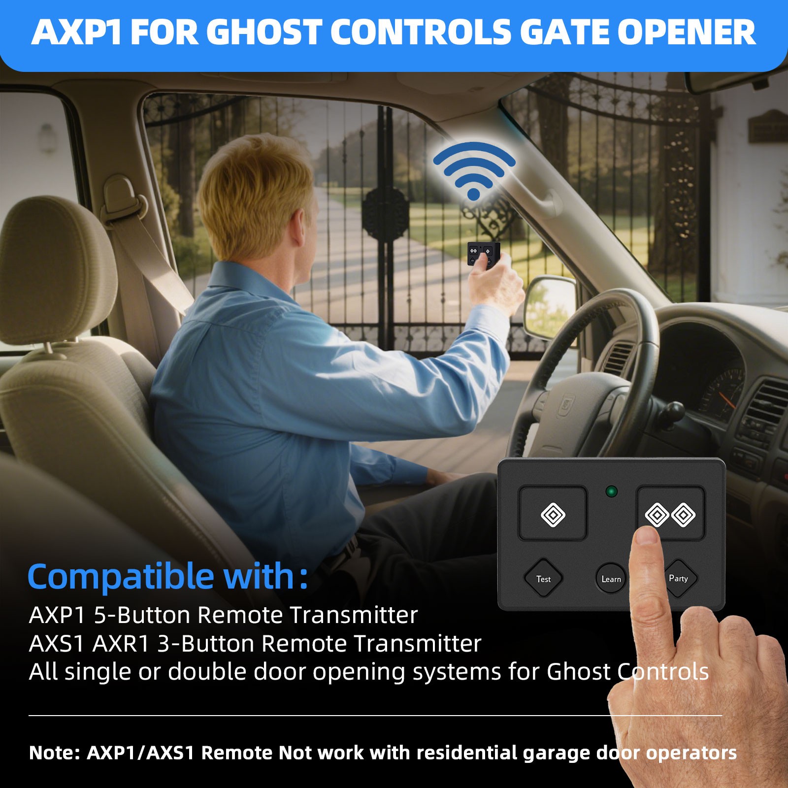 4pack AXP1 AXS1 for Ghost Controls Remote, 5-button Ghost Gate Opener Remote