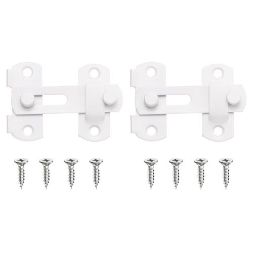 2-Pack Flip Latch Gate Latch 3in, Slide Locks | Stainless 3 Inch Matte White