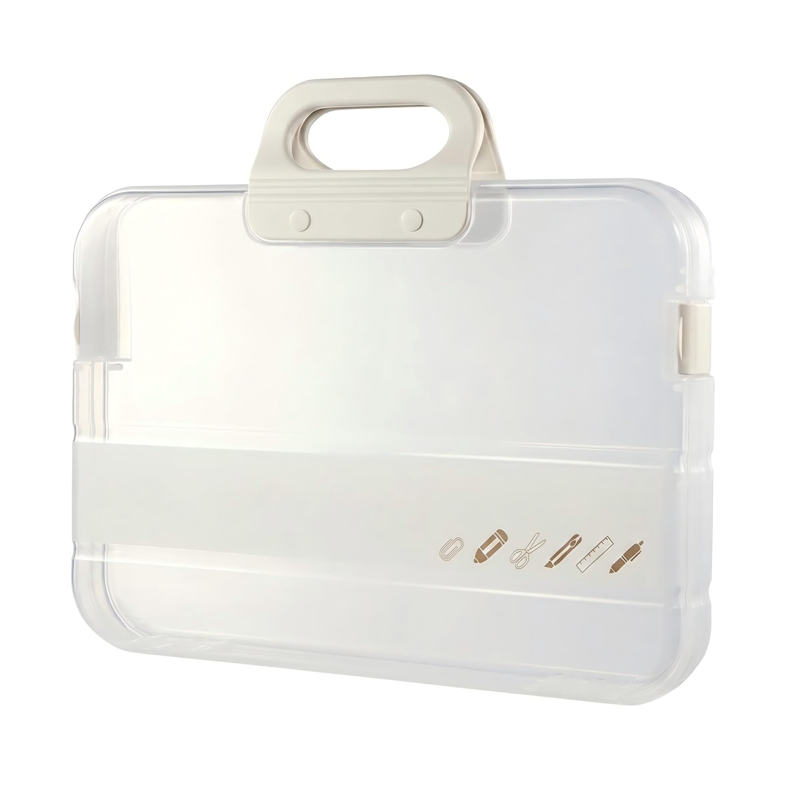 Transparent HardShell Folder A4 Plastic File Storage Box With Handle Clear