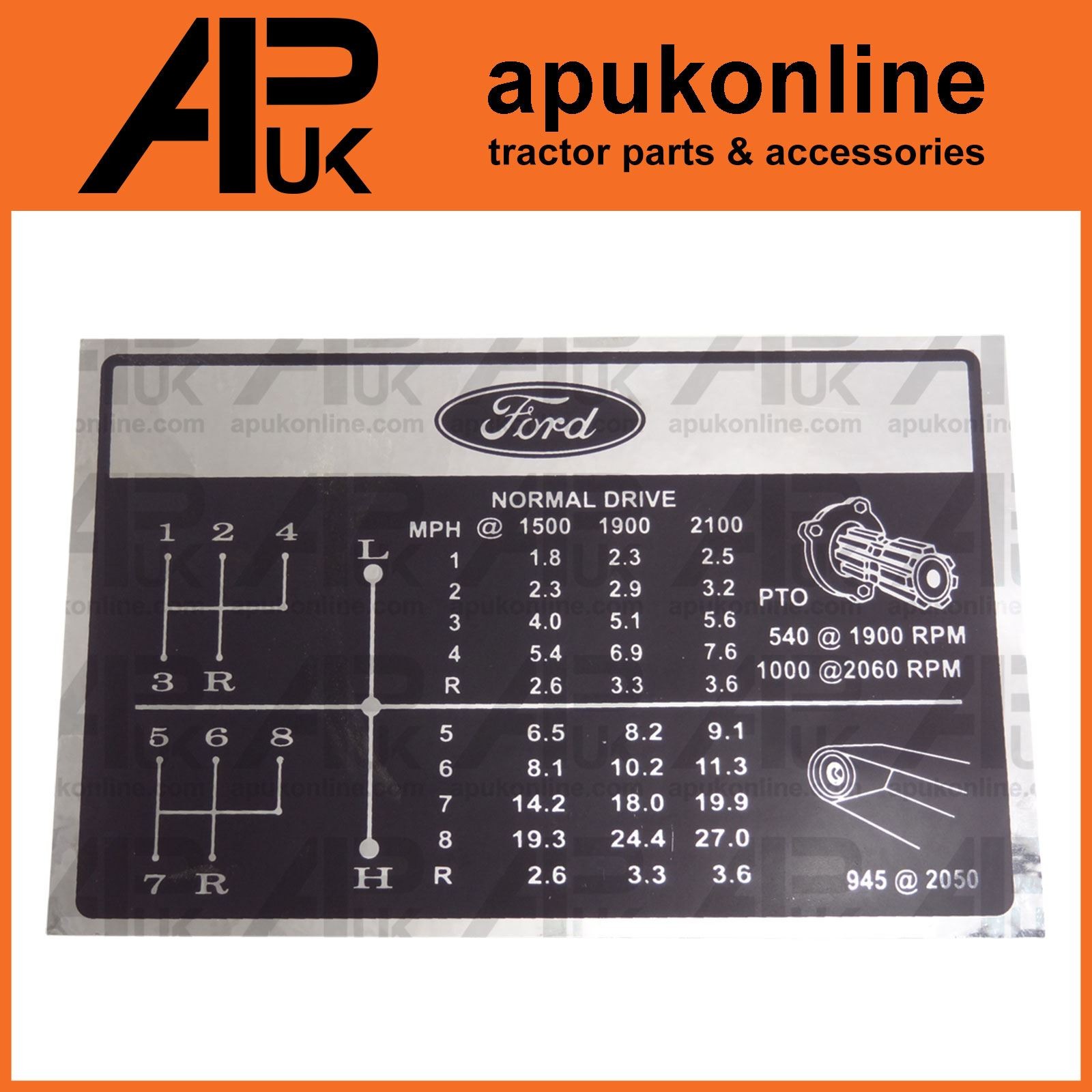 Gear Shift Pattern Decal 8 Speed Dash Sticker for Ford 2000 2600 3000 Tractor