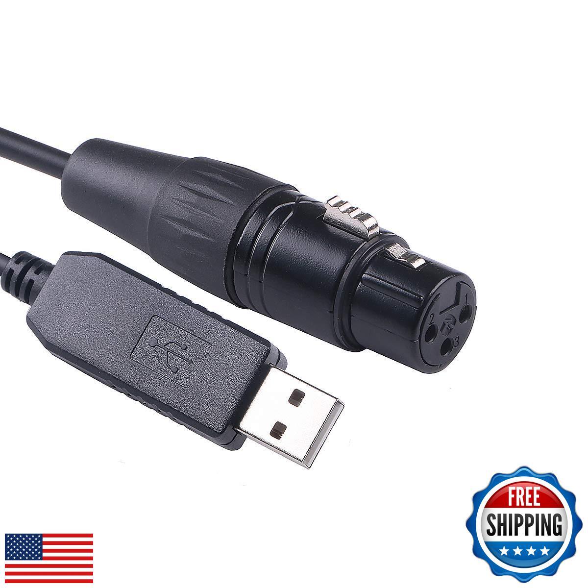 Green-utech USB to RS485 DMX-512 Female XLR 3 Pin for Control Stage Light Equ