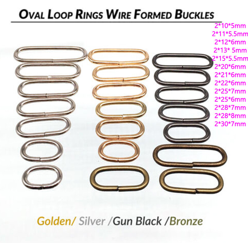 Metal Oval Loop Rings Wire Formed Buckles for Webbing Strap Tape Bag Multi Color