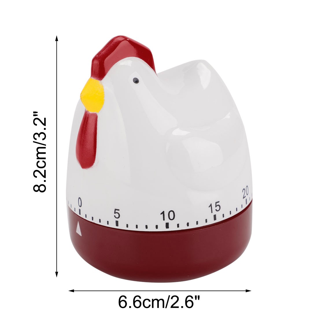 Home Kitchen Cooking Chicken Shaped Mechanical Alarm Timer 60 Seconds,White Red