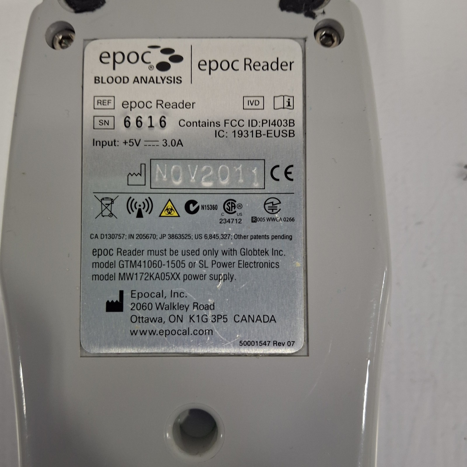 Epocal, Inc Epoc Reader Base