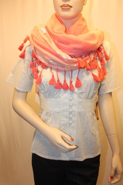 NEW BCBG MAXAZRIA SILK PINK TASSEL SCARF SIZE OS