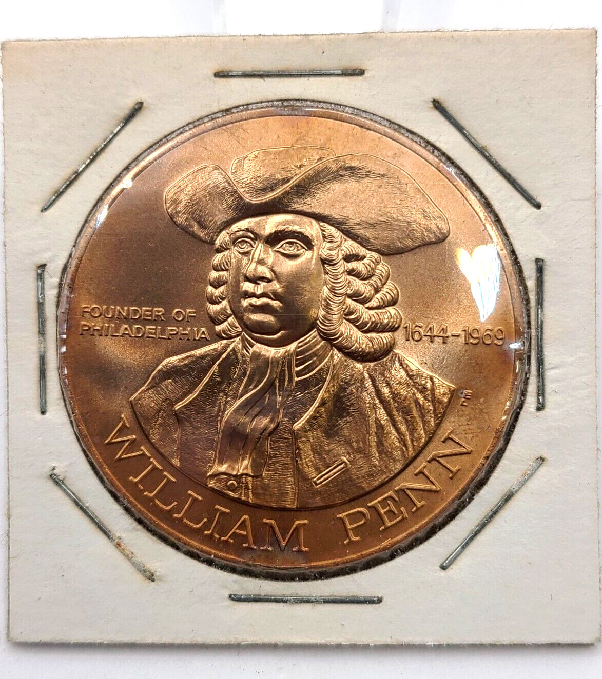 Philadelphia Founder William Penn Signs Treaty with Indians Proof Vtg Medal