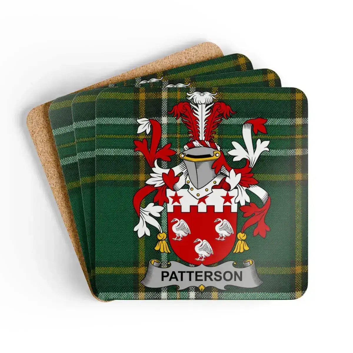 Patterson Coat Of Arms Tartan Coaster Set