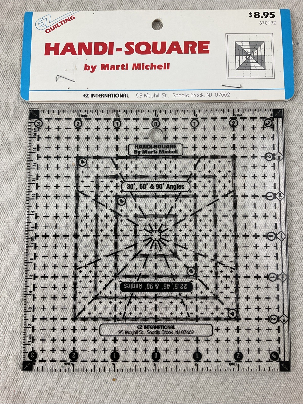 EZ Quilting Crafts Handi Square & Angles by  Marti Michell 6.5" x 6.5" Acrylic