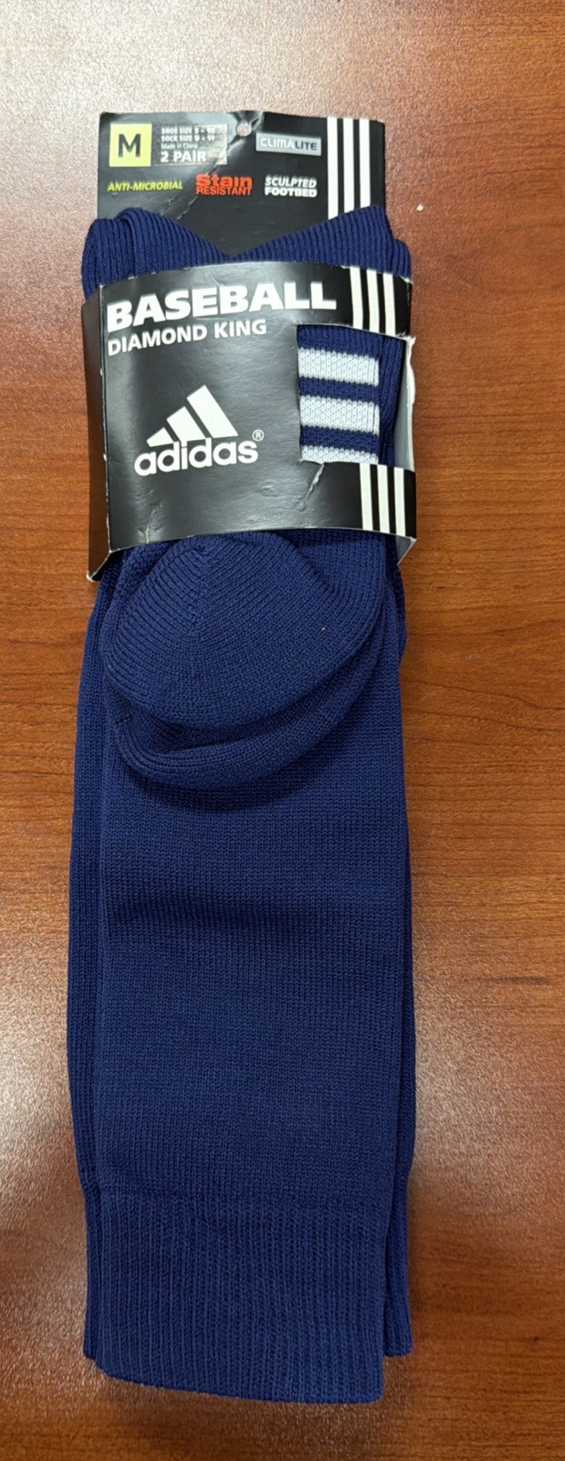 ADIDAS NAVY BLUE BASEBALL OVER THE CALF SOCKS MEDIUM 2 Pair Free Shipping