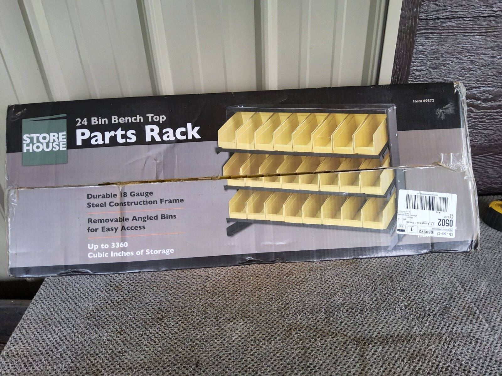 3-Tier 24 Bin Benchtop Steel Parts Storage Rack Single Sided