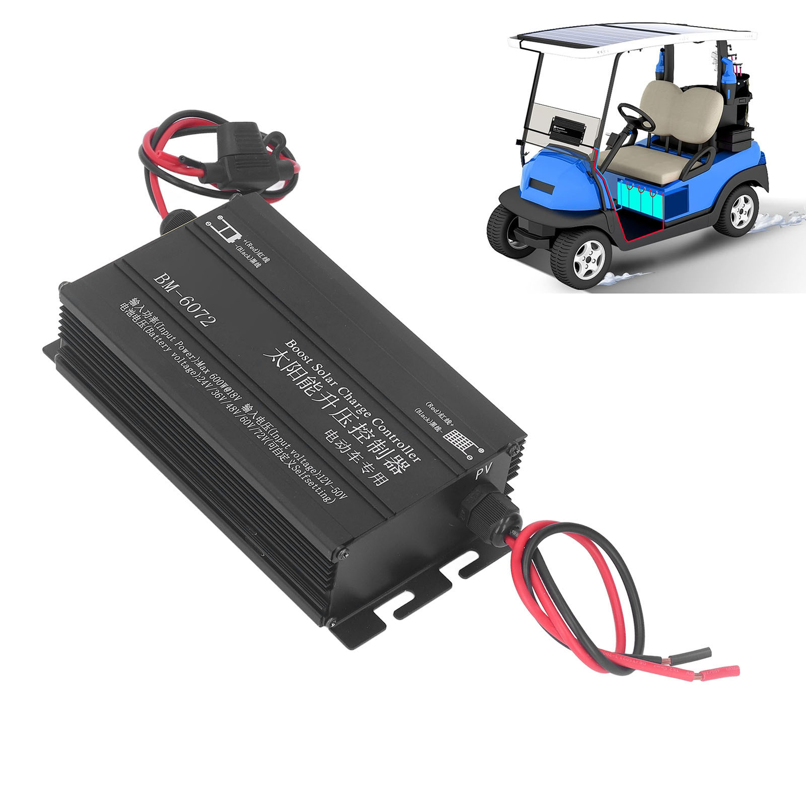 600W MPPT Boost Solar Controller 12‑50V Input LCD Step Up Solar Charging