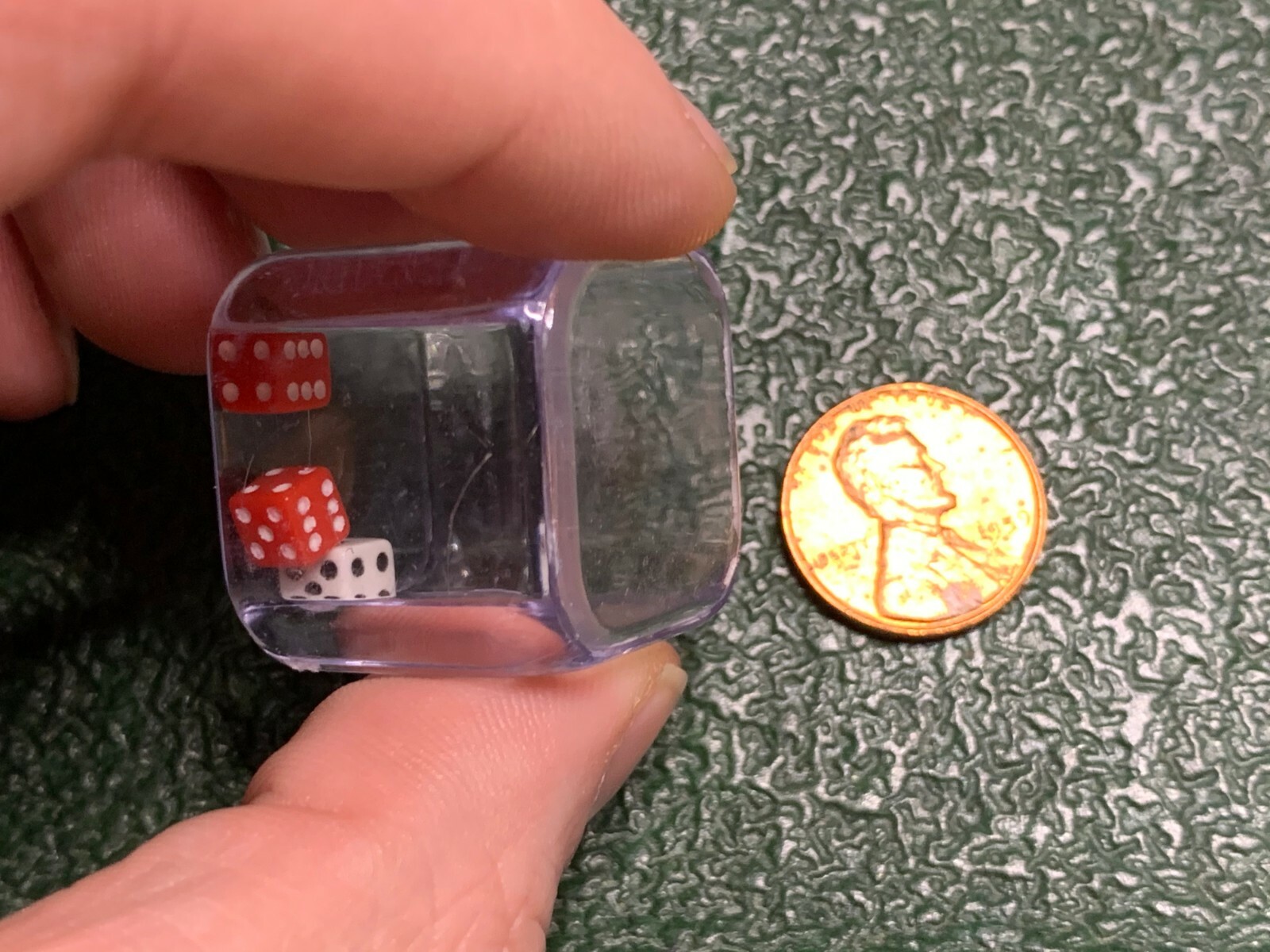Triple D6 Nested Dice | Clear 19mm Shell 3 Micro Cube | D&D RPG Red