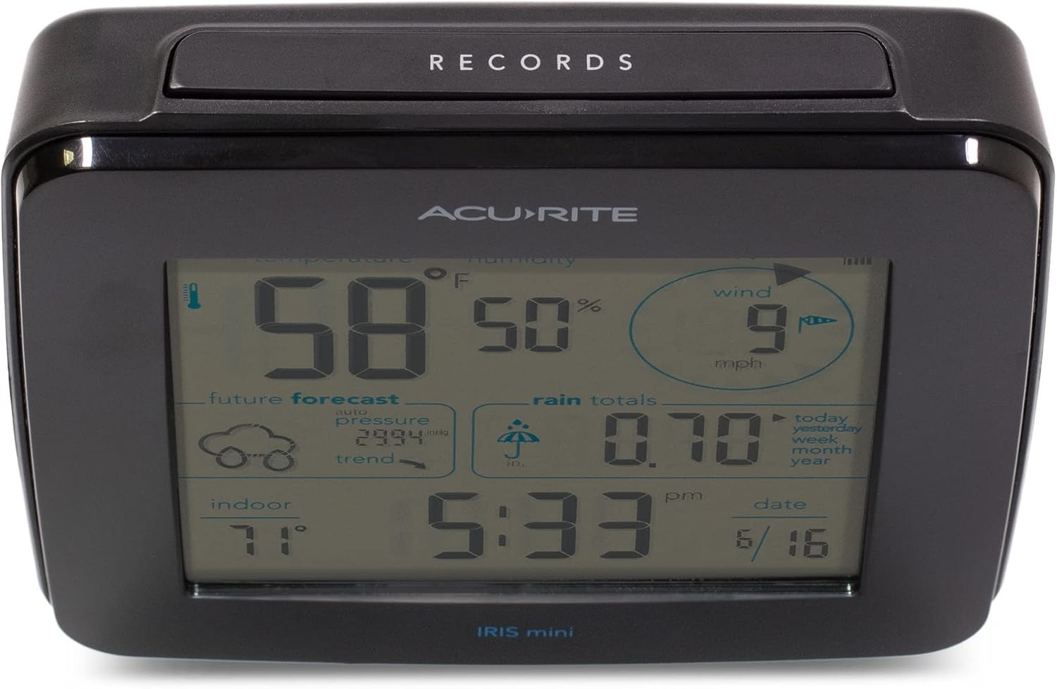 Sleek Iris Weather Station: Real-Time Forecasts & Multi-Feature Wireless Display