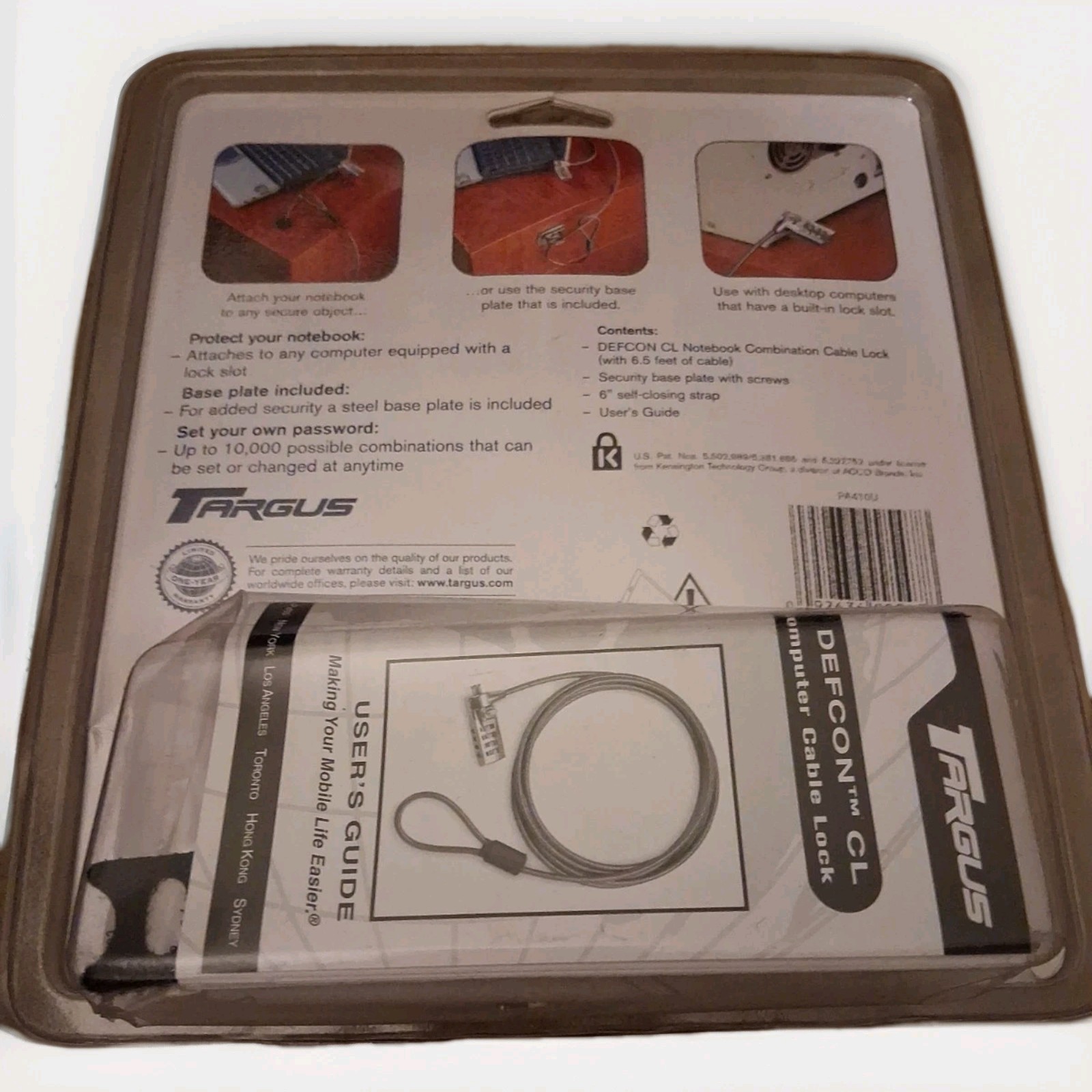 Targus Defcon CL Notebook Combination Cable Lock 6.5 foot cable PA410U