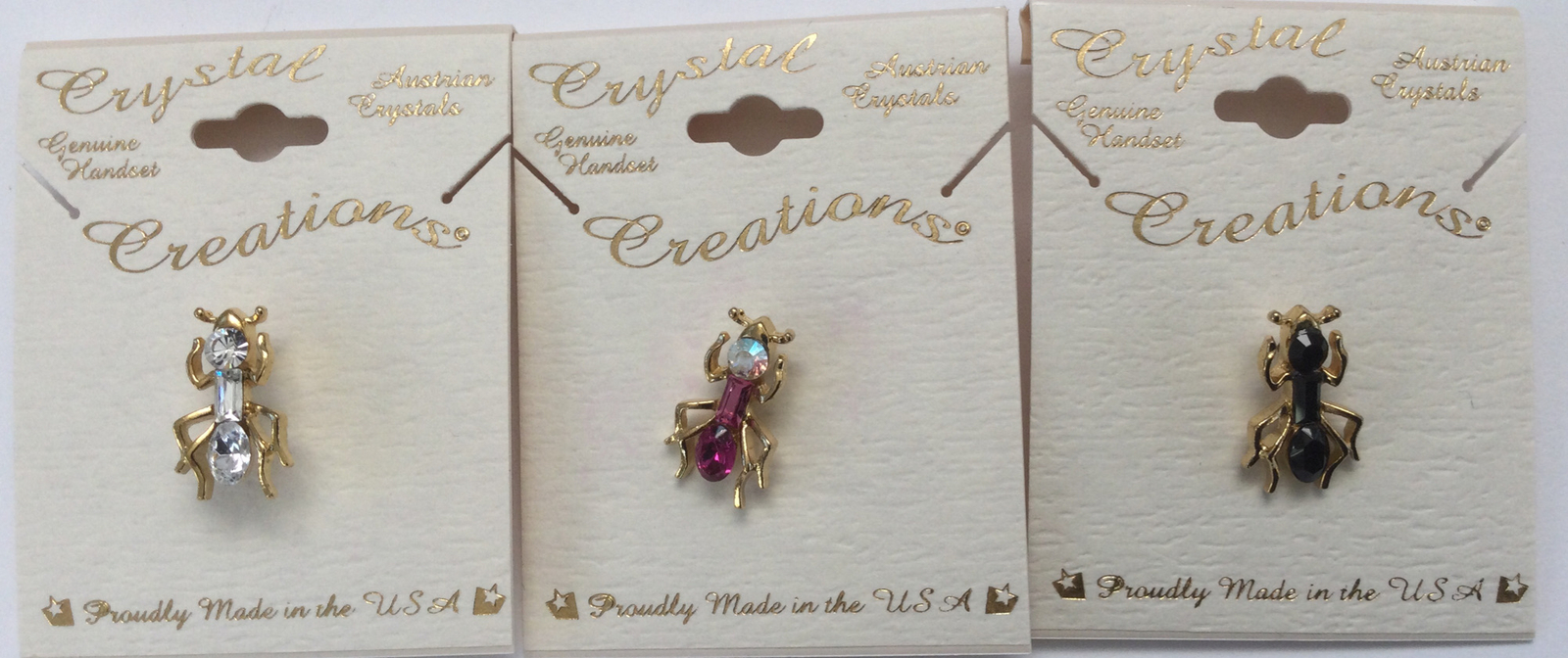 Cute Austrian Crystal Ant Tac Pins Assortment