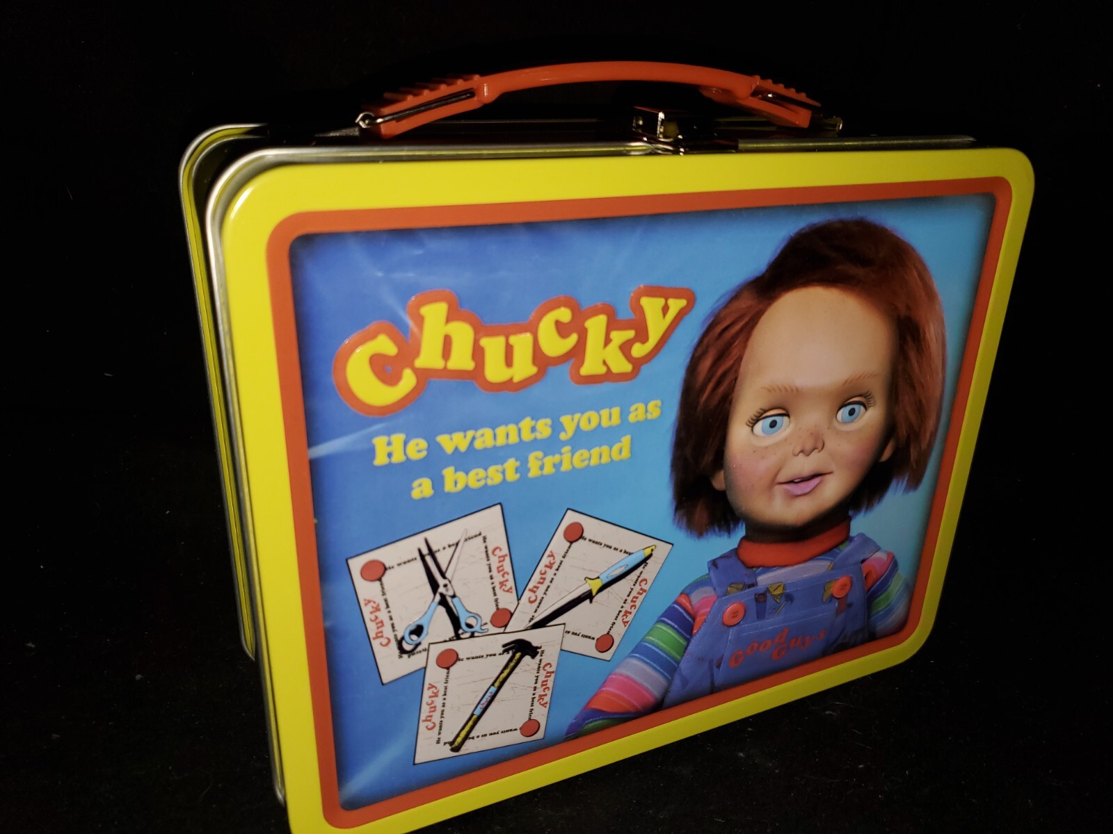 CHUCKY "He Wants to be Your Friend" - Large Embossed Metal Lunch Box / Tin Tote