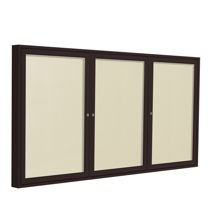 Ghent's Vinyl 36" x 72" 3 Door Enclosed Bulletin Board in Ivory