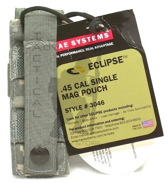 (2) BAE Systems ECLiPSE Single Stack .45 Cal Single Mag MOLLE Pouches - ACU camo