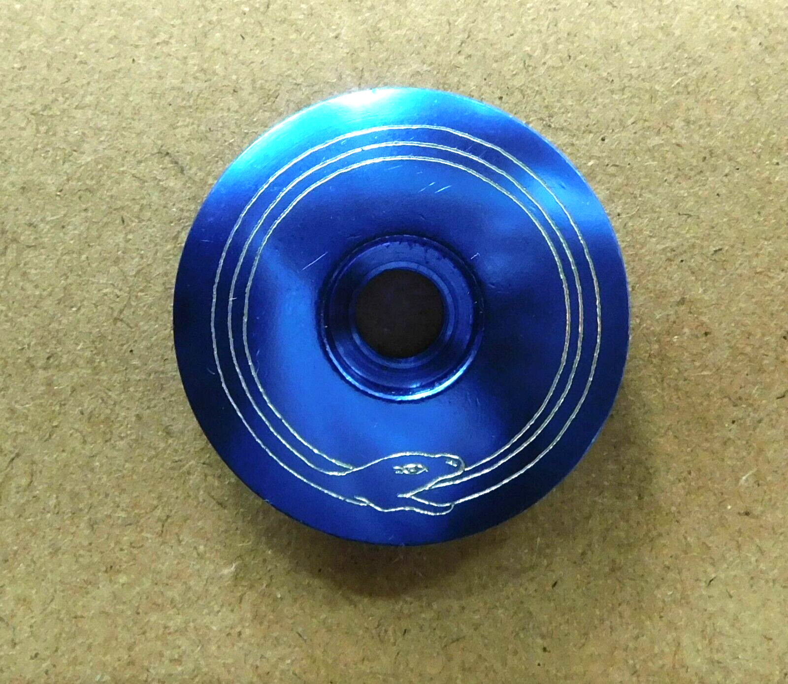 OUROBOROS HEADSET STEM TOP CAP 1 1/8" CUSTOM ENGRAVED BLUE