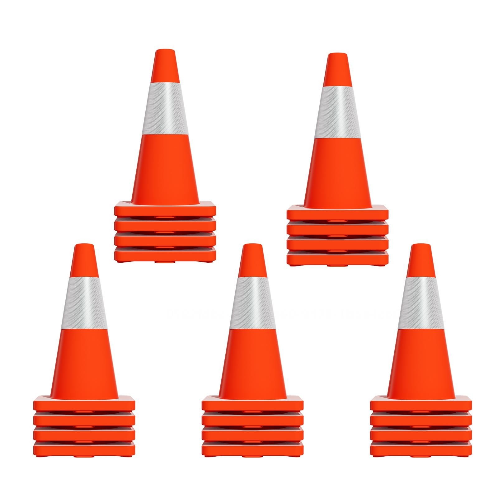20Pcs 18" Traffic Cones, Safety Road Parking Cones PVC Base w/ Reflective Collar