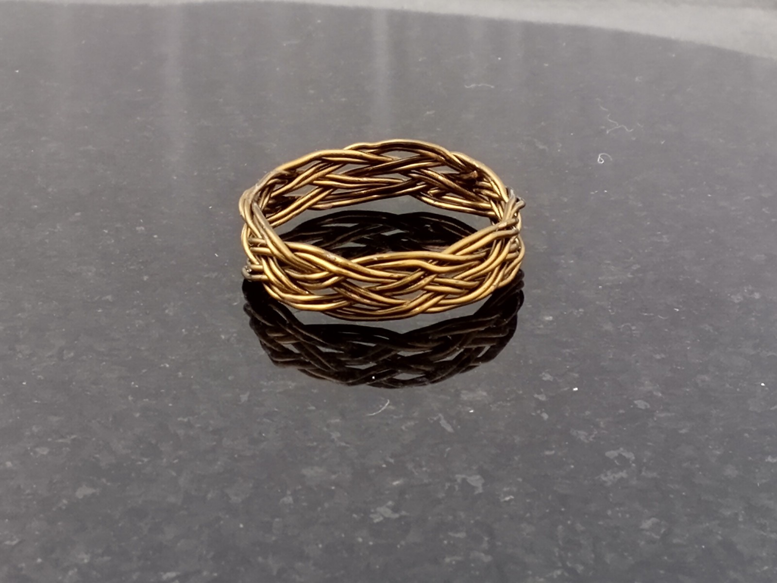 Size 10.5 Antique Brass 5x9 Turks Head Knot Ring Hand Tied made