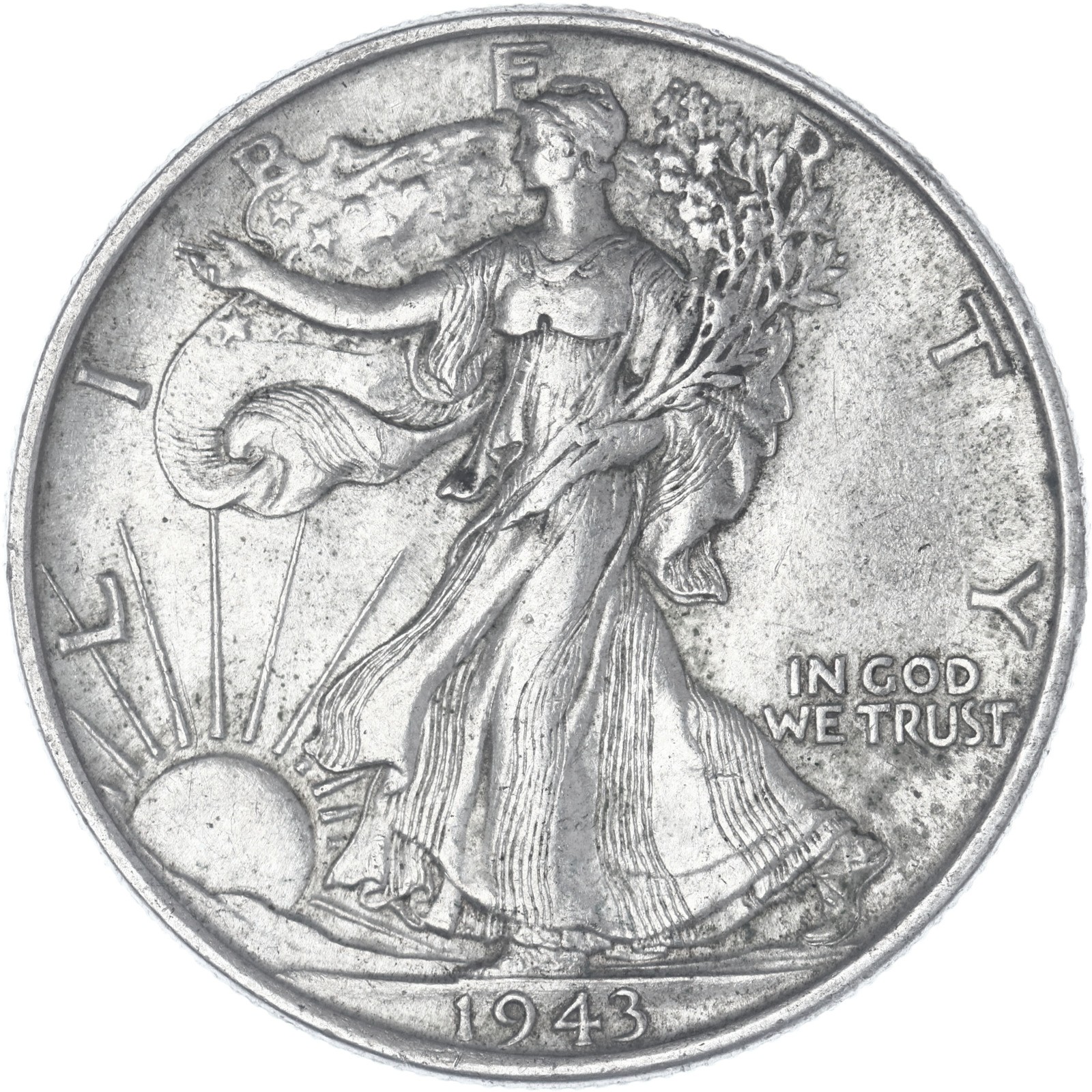 1943 (P) Walking Liberty Half Dollar About Uncirculated 90% Silver See Pics G281