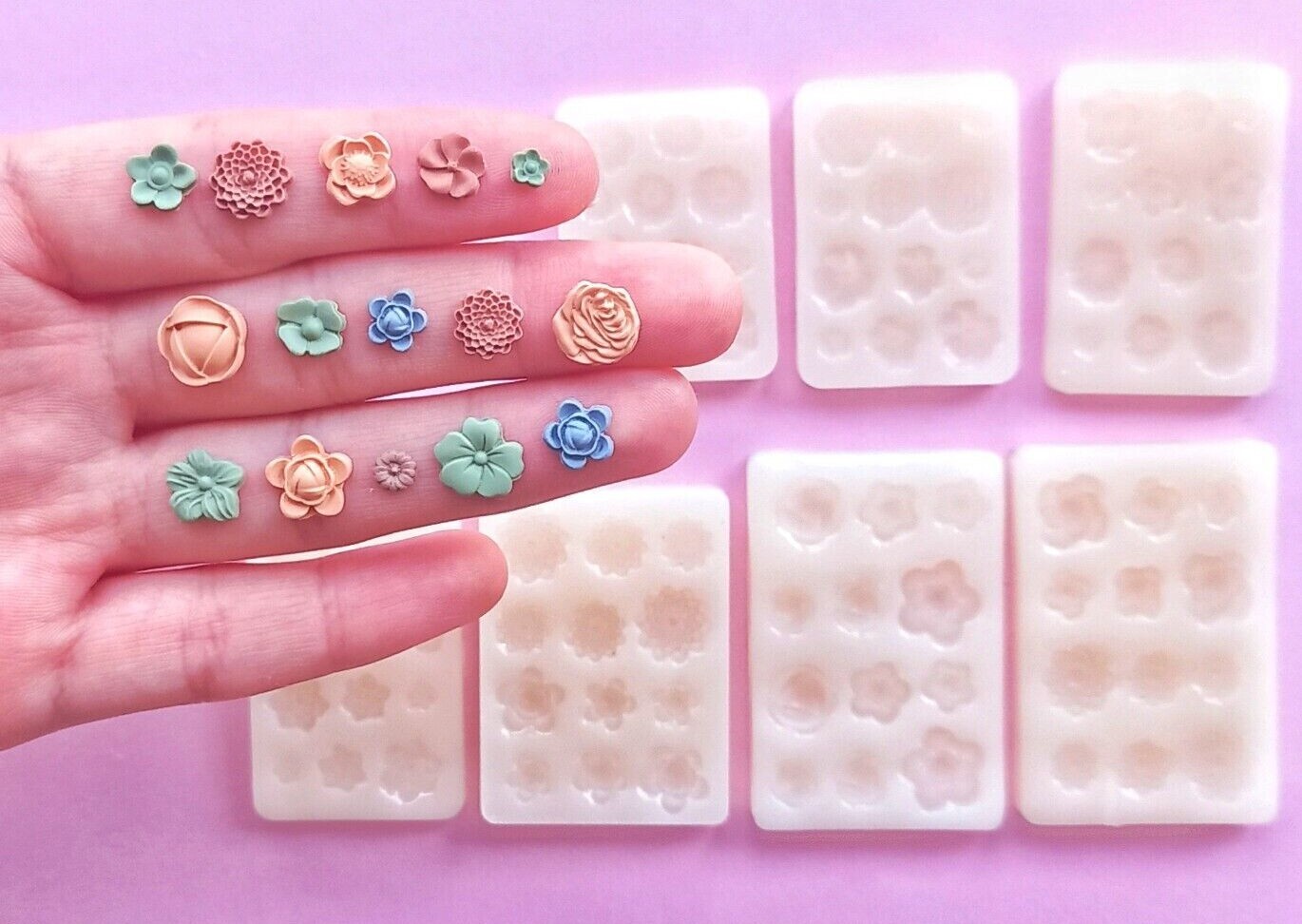 Flower Silicone Mould for Polymer clay | Leaf Leaves Rose Daisy Sunflower
