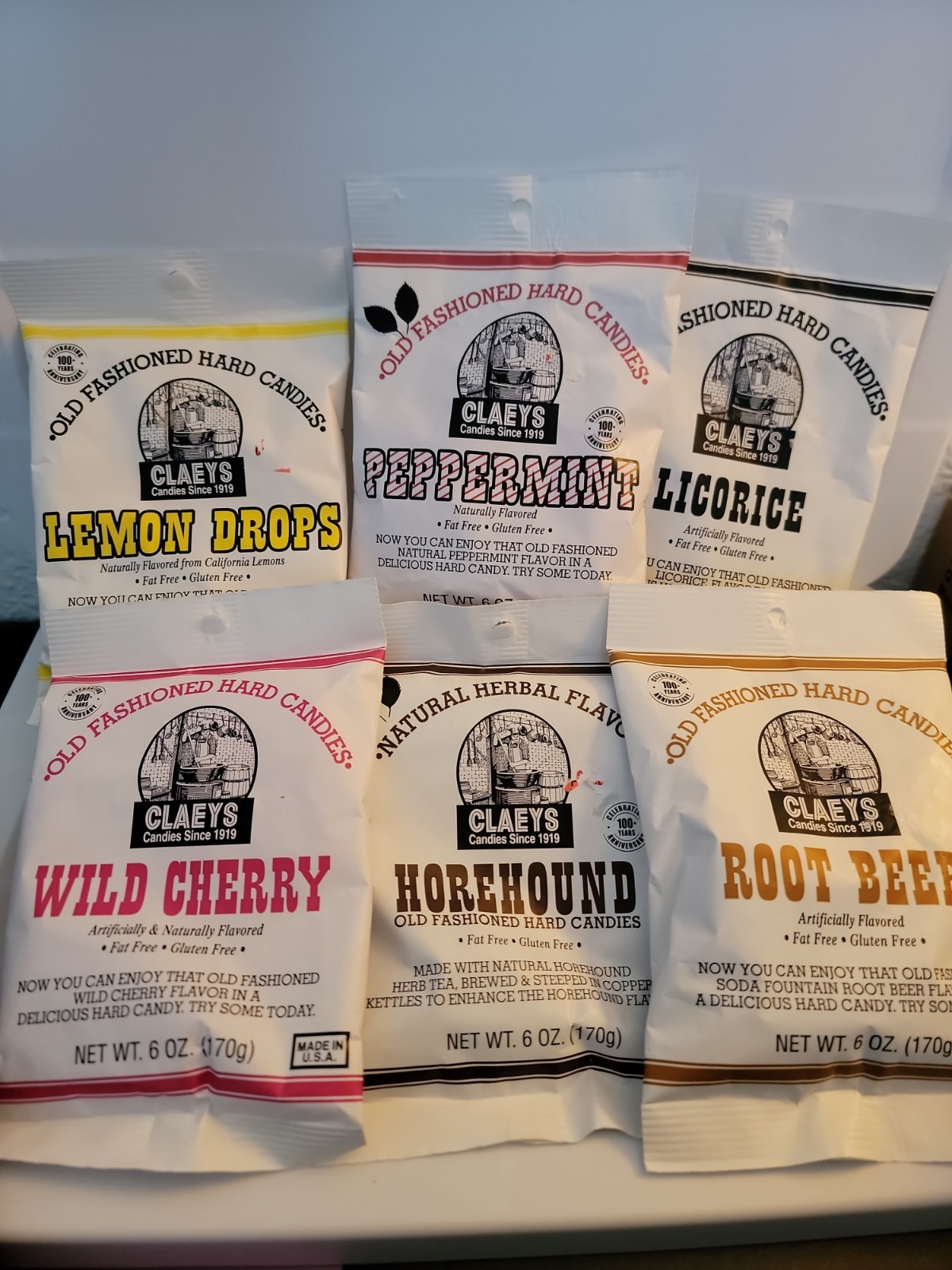 6 Pack Claeys Old Fashion Hard Candies 6 oz. Each Bag Exp 05/2028