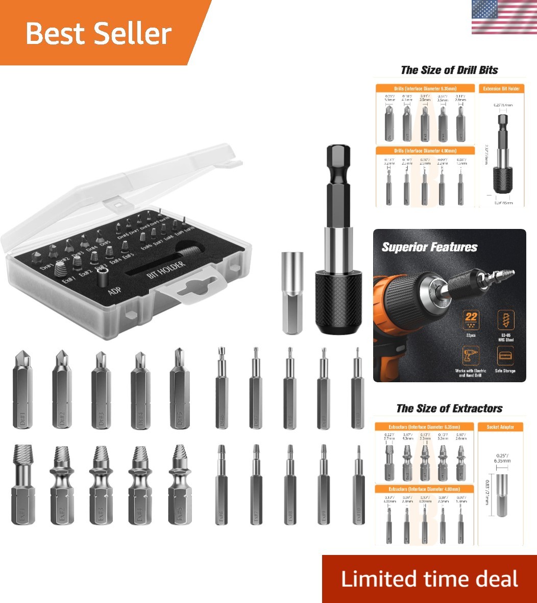 Easy Out Stripped Screw Extractor Kit - 22 PCS with Magnetic Holder