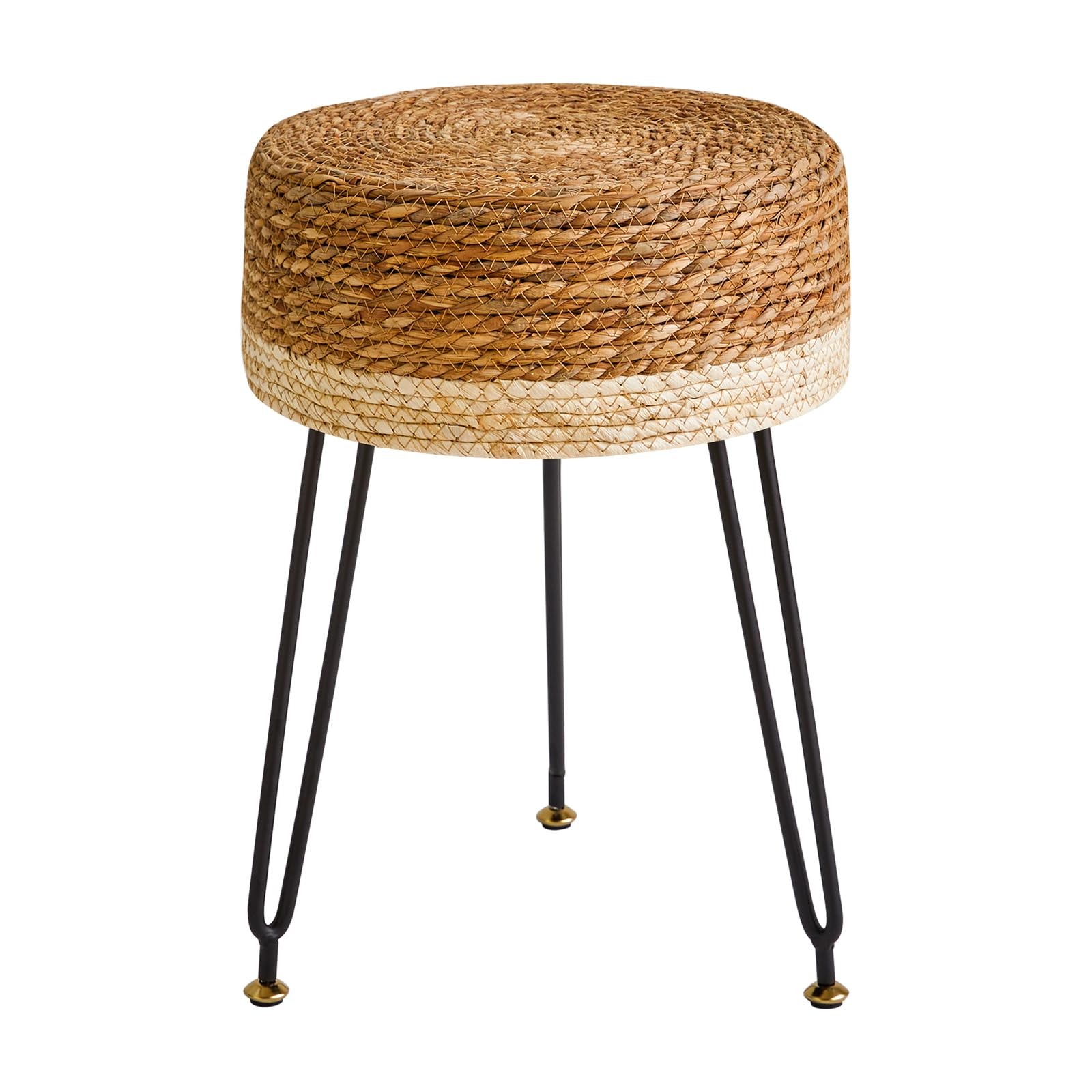 Pouf Ottoman, Handmade Natural Water Hyacinth, Pastoral Style Footrest,