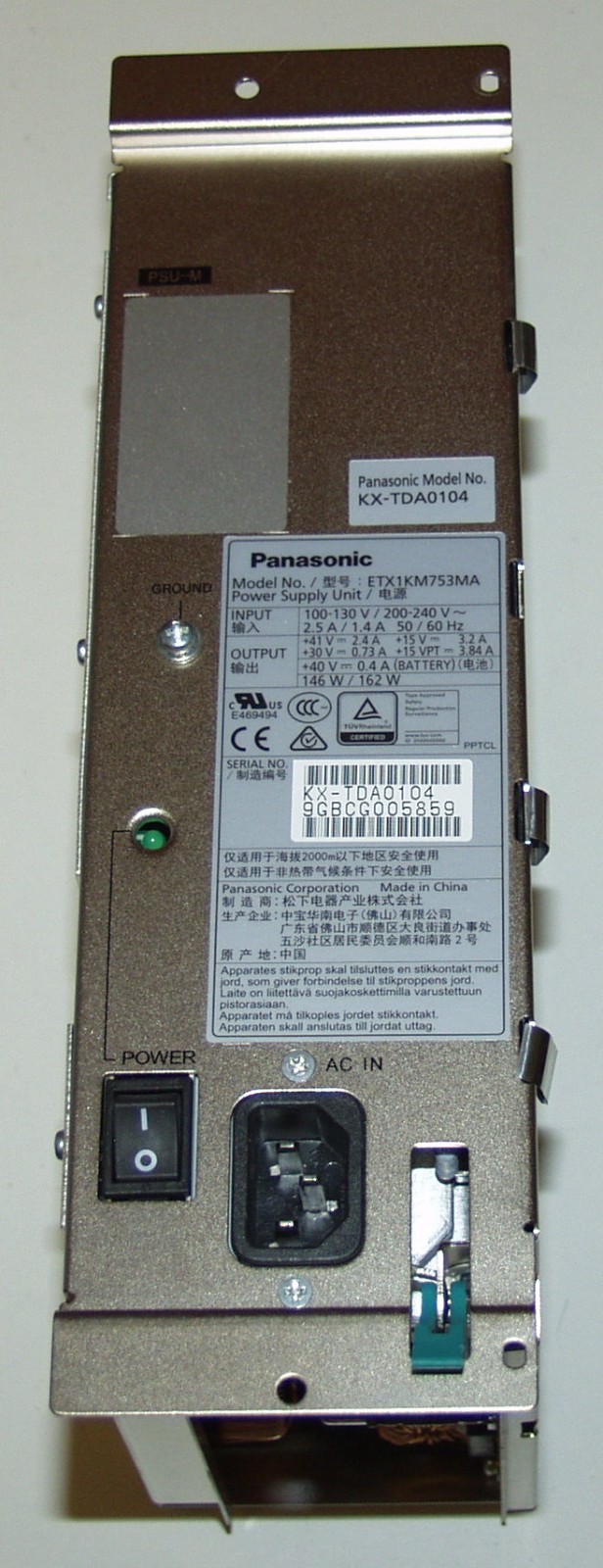 Panasonic KX-TDA0104 PSU M - Main Cabinet Power Supply ** Panasonic Dealer **